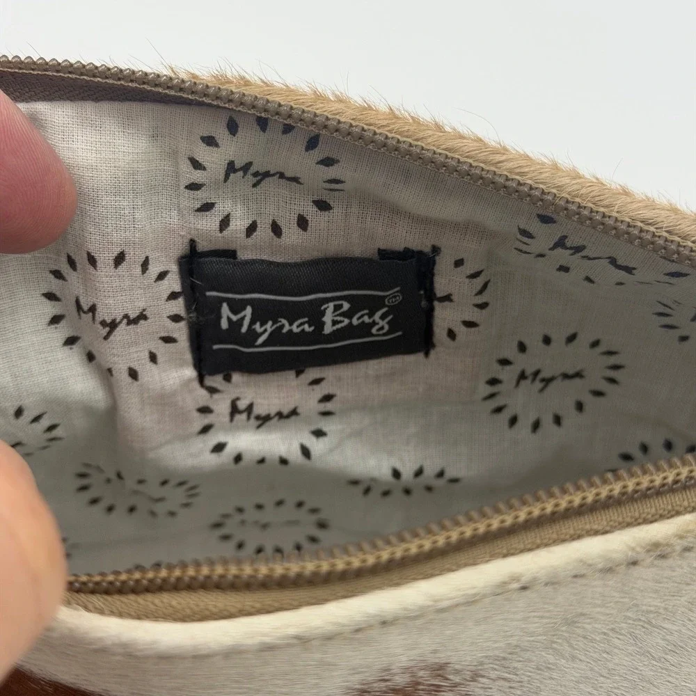 Myra Bag Cowhide Wristlet Clutch Brown White Spotted Hair-on-Hide NWT